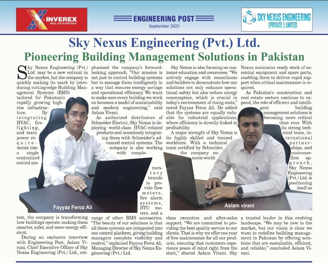 Sky Nexus Engineering (Pvt.) Ltd. Pioneering Building Management Solutions in Pakistan